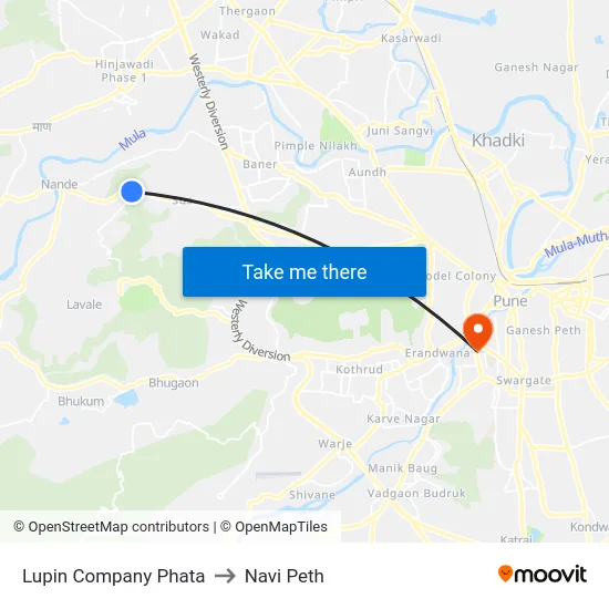 Lupin Company Phata to Navi Peth map