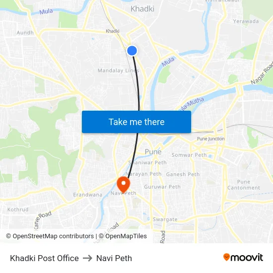 Khadki Post Office to Navi Peth map