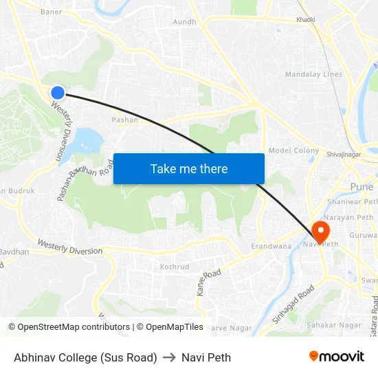 Abhinav College (Sus Road) to Navi Peth map