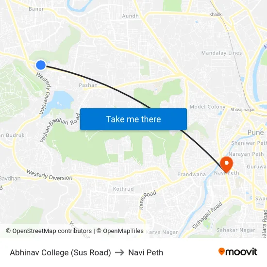 Abhinav College (Sus Road) to Navi Peth map