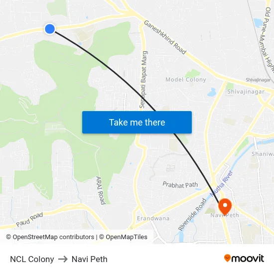 NCL Colony to Navi Peth map