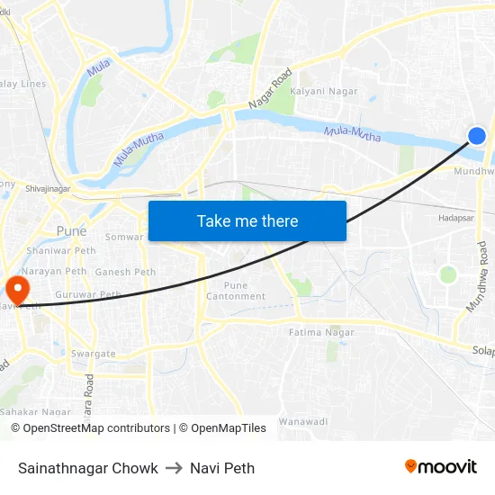 Sainathnagar Chowk to Navi Peth map