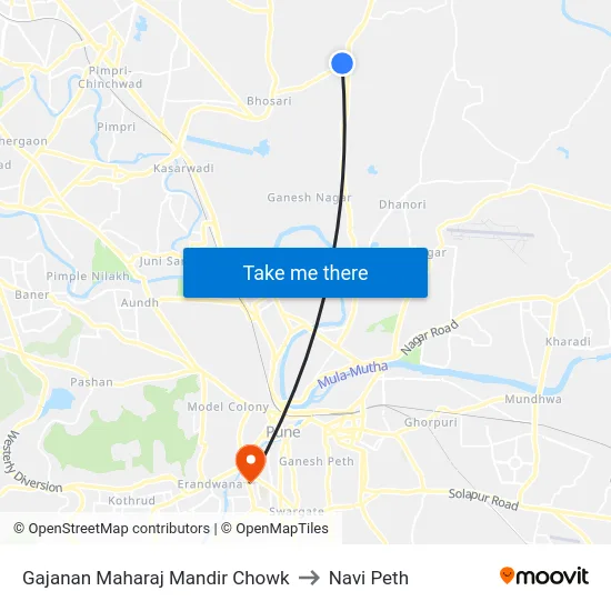 Gajanan Maharaj Mandir Chowk to Navi Peth map
