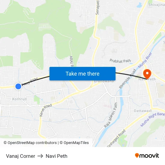 Vanaj Corner to Navi Peth map