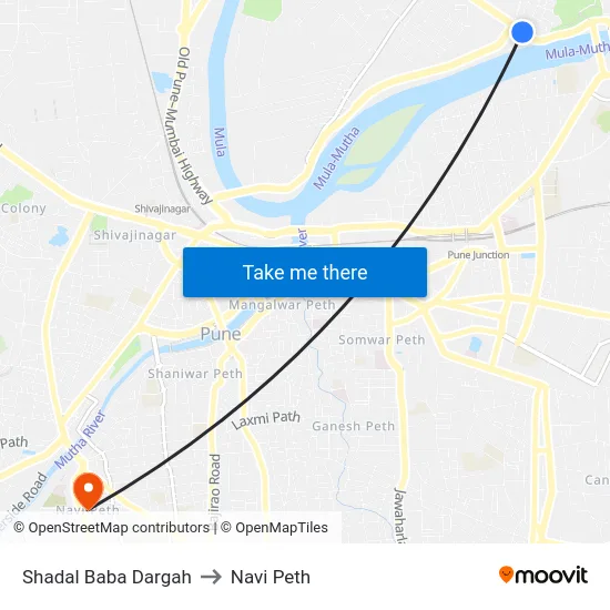 Shadal Baba Dargah to Navi Peth map