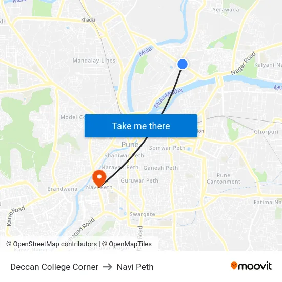 Deccan College Corner to Navi Peth map