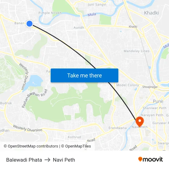 Balewadi Phata to Navi Peth map