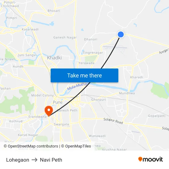 Lohegaon to Navi Peth map