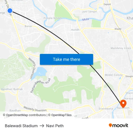 Balewadi Stadium to Navi Peth map