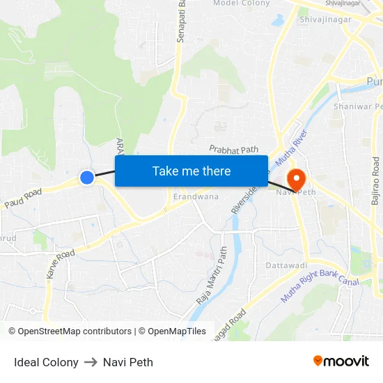 Ideal Colony to Navi Peth map