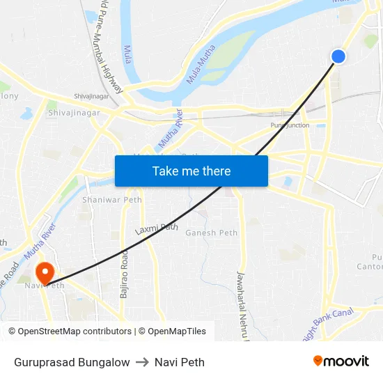 Guruprasad Bungalow to Navi Peth map