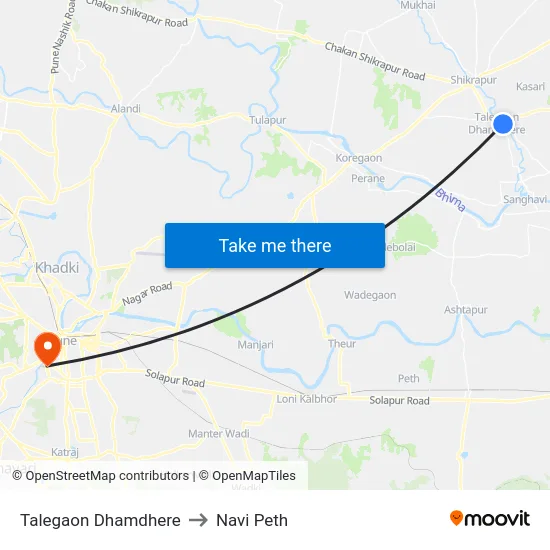 Talegaon Dhamdhere to Navi Peth map