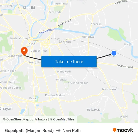 Gopalpatti (Manjari Road) to Navi Peth map