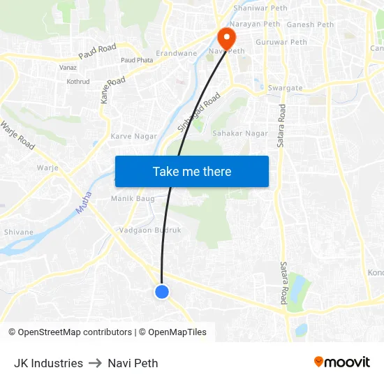 JK Industries to Navi Peth map