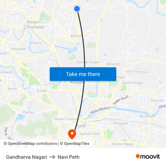 Gandharva Nagari to Navi Peth map