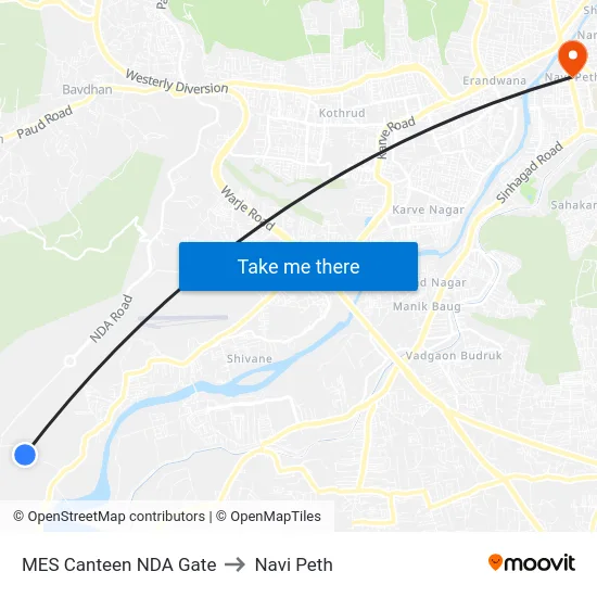 MES Canteen NDA Gate to Navi Peth map