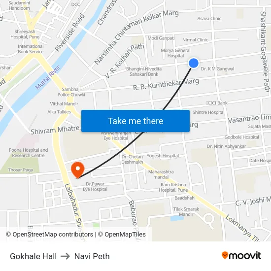 Gokhale Hall to Navi Peth map