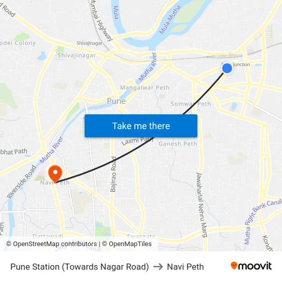 Pune Station (Towards Nagar Road) to Navi Peth map