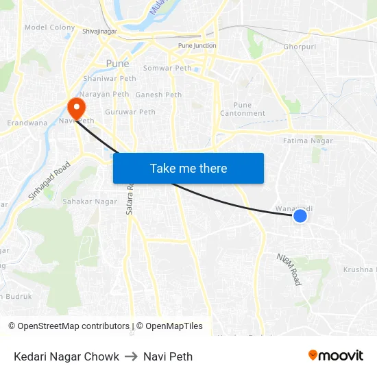 Kedari Nagar Chowk to Navi Peth map