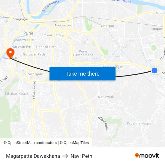 Magarpatta Dawakhana to Navi Peth map