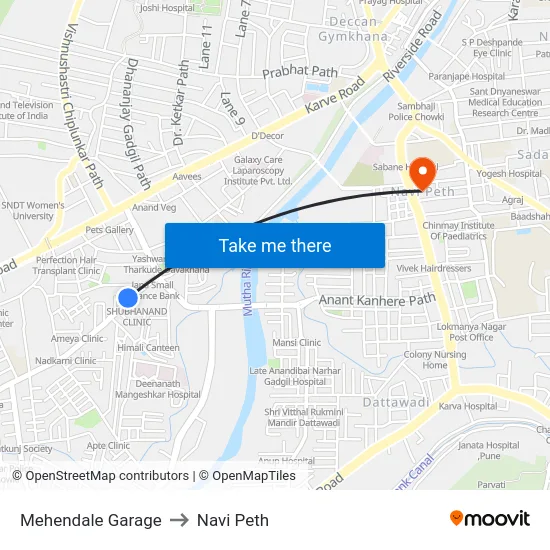 Mehendale Garage to Navi Peth map