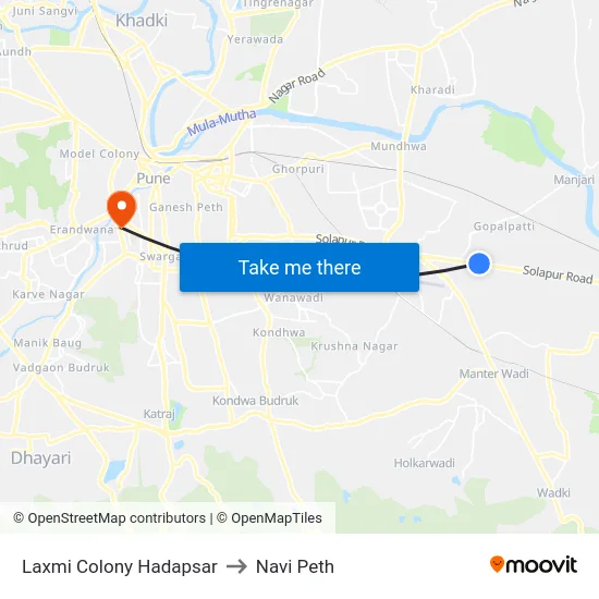 Laxmi Colony Hadapsar to Navi Peth map