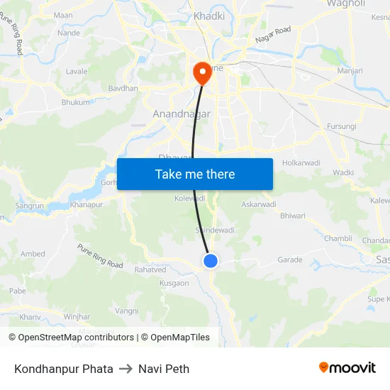 Kondhanpur Phata to Navi Peth map