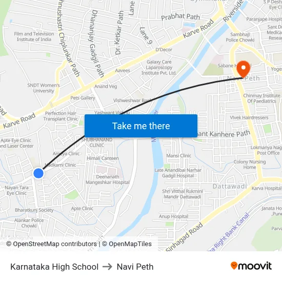 Karnataka High School to Navi Peth map