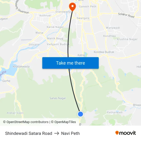 Shindewadi Satara Road to Navi Peth map