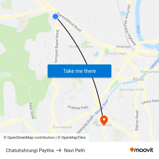 Chatuhshrungi Paytha to Navi Peth map