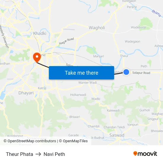 Theur Phata to Navi Peth map