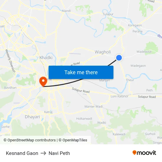 Kesnand Gaon to Navi Peth map