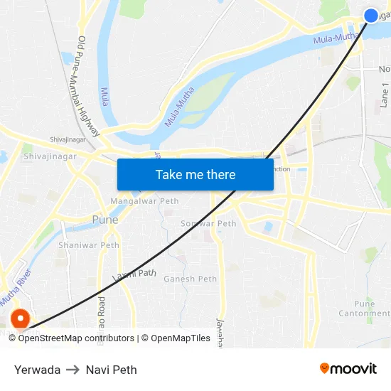 Yerwada to Navi Peth map