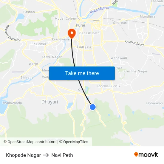 Khopade Nagar to Navi Peth map