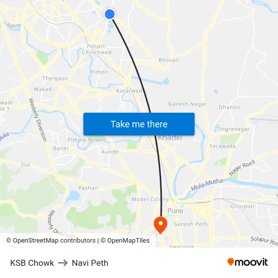 KSB Chowk to Navi Peth map