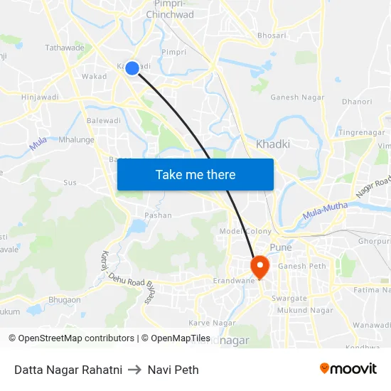 Datta Nagar Rahatni to Navi Peth map