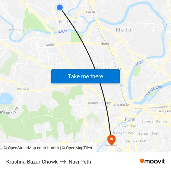 Krushna Bazar Chowk to Navi Peth map