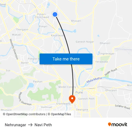 Nehrunagar to Navi Peth map