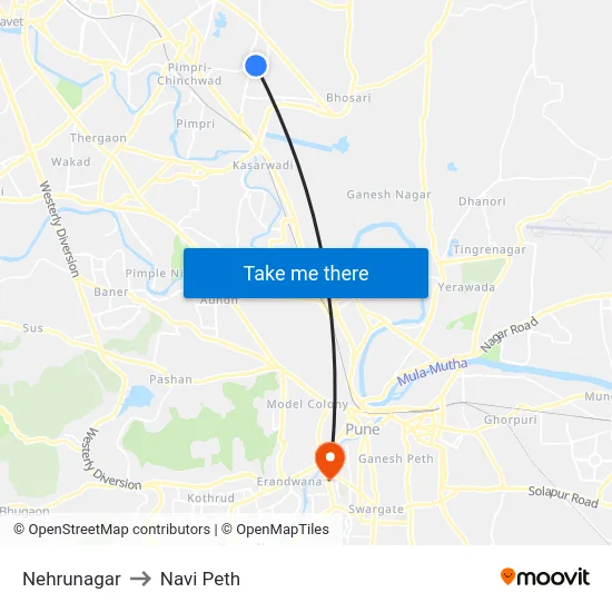 Nehrunagar to Navi Peth map