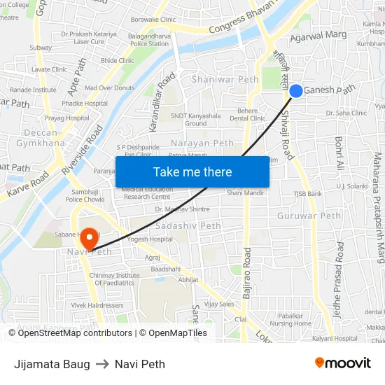 Jijamata Baug to Navi Peth map