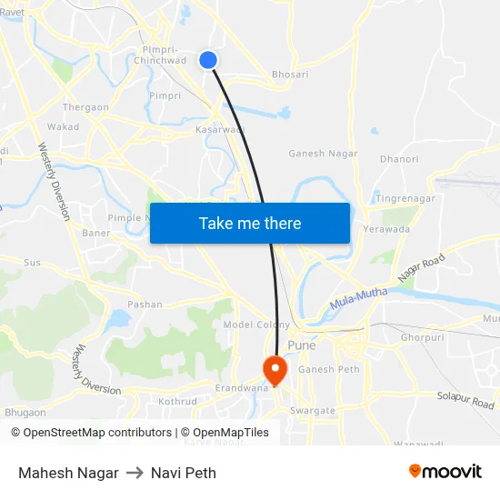 Mahesh Nagar to Navi Peth map