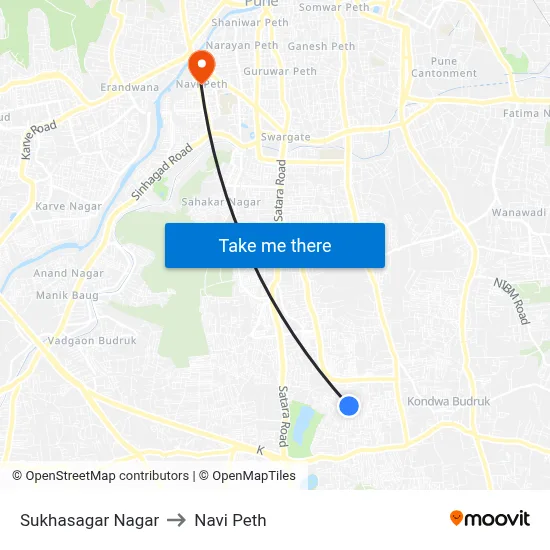 Sukhasagar Nagar to Navi Peth map