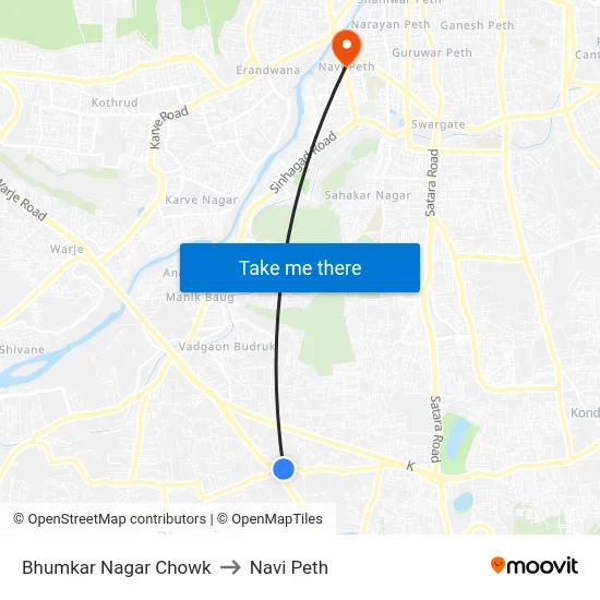 Bhumkar Nagar Chowk to Navi Peth map
