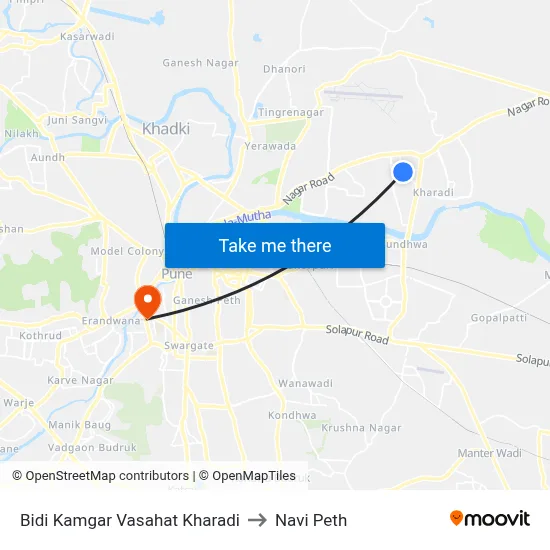 Bidi Kamgar Vasahat Kharadi to Navi Peth map