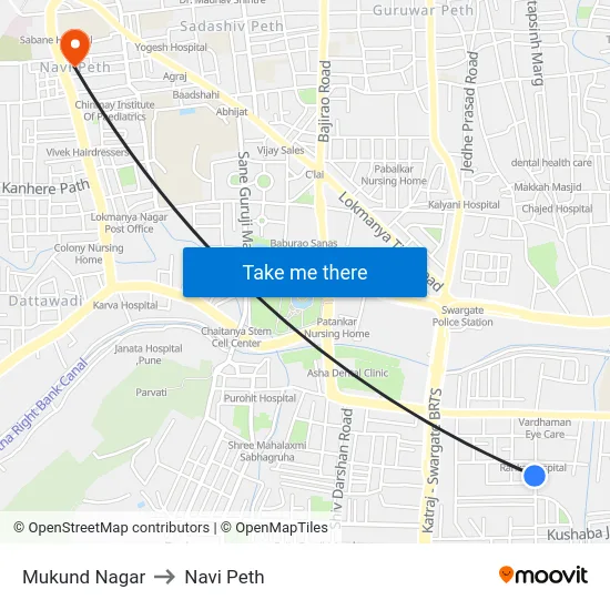Mukund Nagar to Navi Peth map