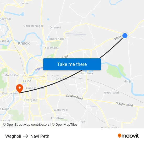 Wagholi to Navi Peth map