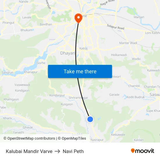 Kalubai Mandir Varve to Navi Peth map