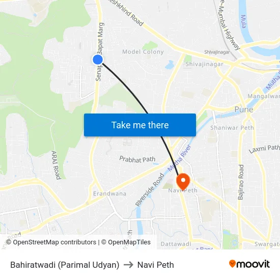 Bahiratwadi (Parimal Udyan) to Navi Peth map