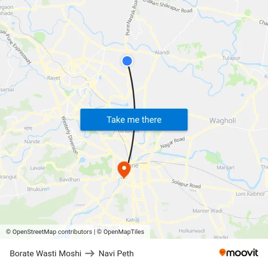 Borate Wasti Moshi to Navi Peth map