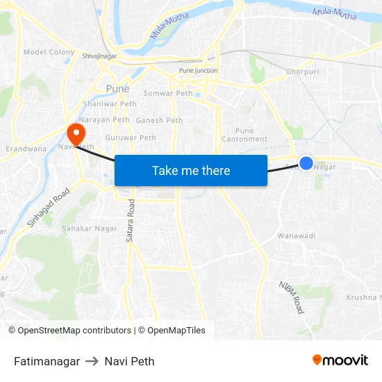 Fatimanagar to Navi Peth map